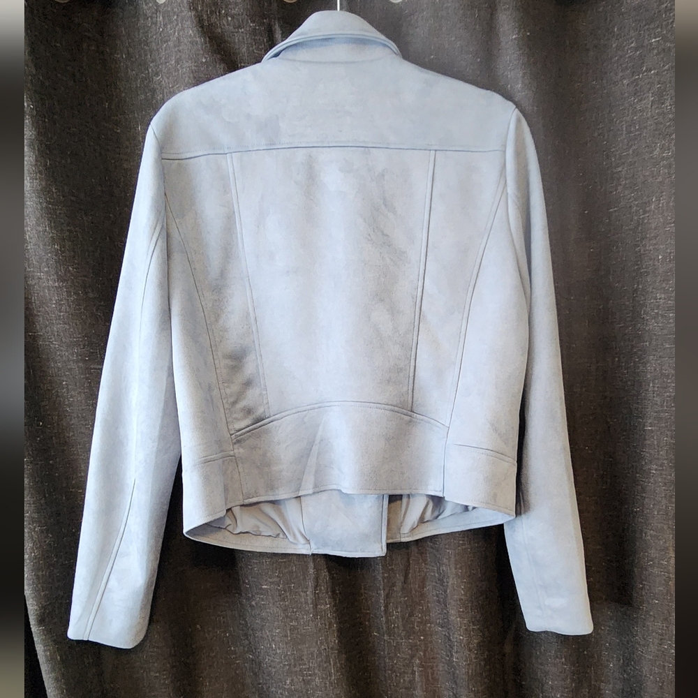 BB Dakota x Steve Madden Faux Suede Moto Jacket Women’s XL Light Blue Zip Front - Picture 8 of 8